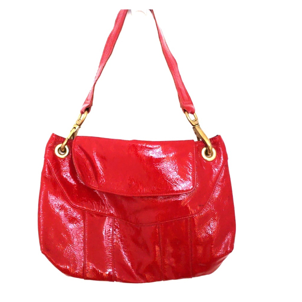 Foley + Corina red patent leather shoulder bag